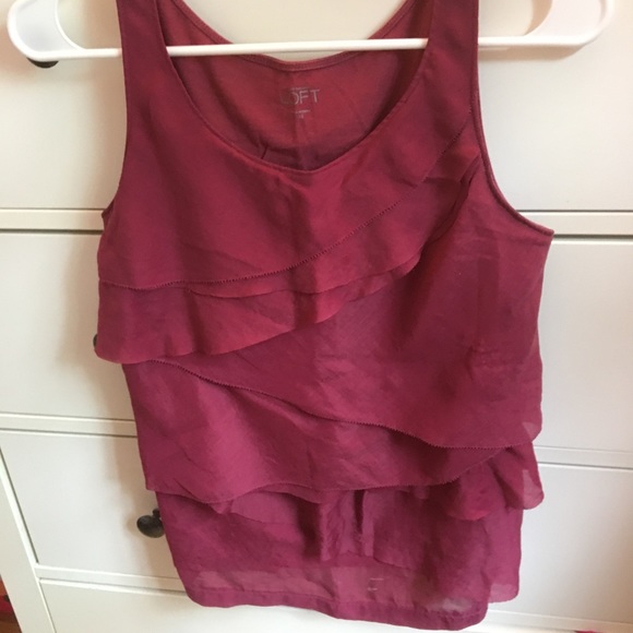 Loft XS Raspberry Ruffle Tank - Picture 2 of 4
